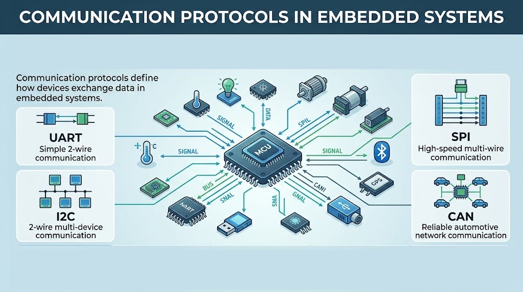 Communication Protocols in Embedded Systems (UART, SPI, I2C, CAN)