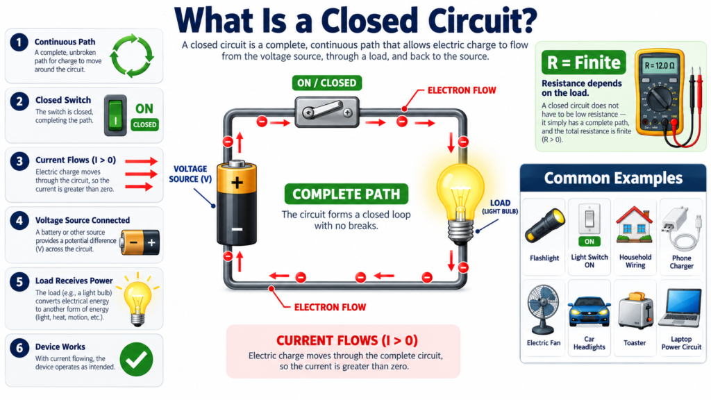 What Is a Closed Circuit? Meaning, Examples, and Diagrams