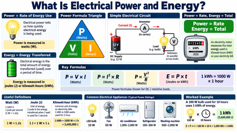 What Is Electrical Power and Energy? Formulas and Examples