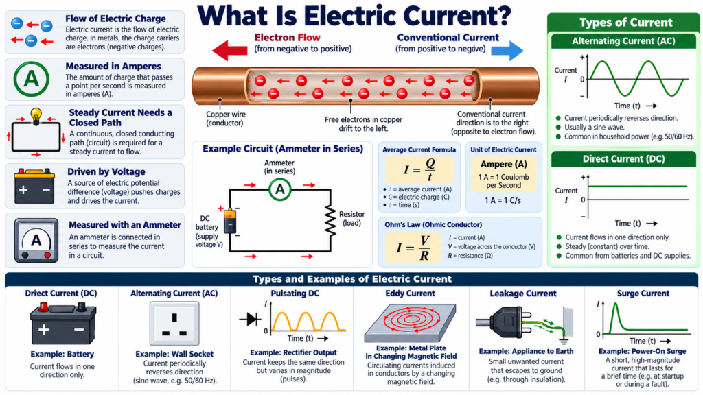 What Is Electric Current? Definition, Formula, and Types