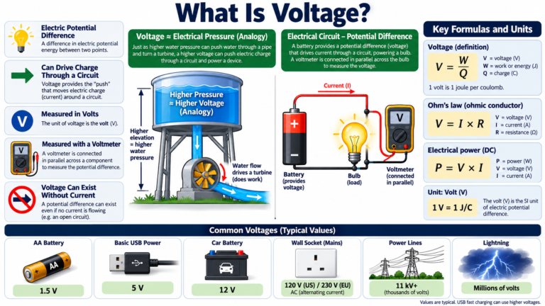 What Is Voltage? Meaning, Formula, and Examples